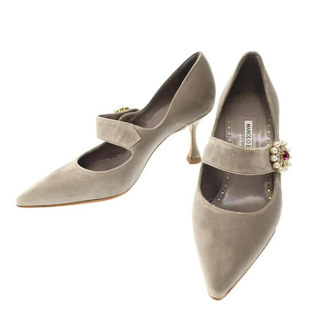 MBT MANOLO BLAHNIK 23SS CASSETTO su misura punta bijou velluto stiletto usato0