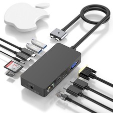 MacBook Docking Station with 100W Power Adapter, 12 in 2 Dual 4K60Hz HDMI VGA...