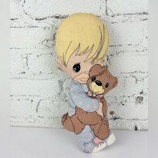 Vintage Precious Moments Boy Holding Bear Pillow Doll Handmade