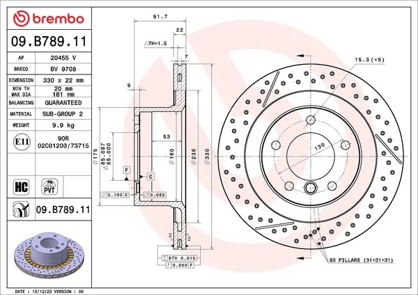 2X Bremsscheibe InnenbelüFtet Geschlitzt Ø330Mm FüR Mercedes-Benz G-Klasse W463-image