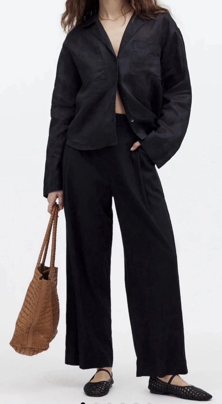 Madewell Pull-On Straight Crop Pants Black Linen Blend Size 4 Coastal Classic
Opens in a new window 