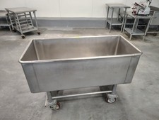 Stainless Steel Food Handling Tubs, used, no leaks, drain plugs included