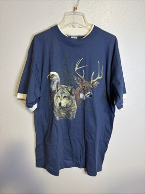 Vtg 90s Eagle Deer Wolf XL Shirt Made in USA   Alore 