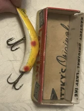Vintage Kautzky LAZY IKE Fishing Lure KL-2 GBR Yellow Red Spot  Original Box
