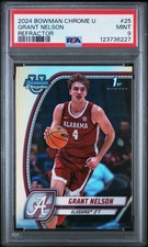 2024 BOWMAN CHROME UNIVERSITY REFRACTOR #25 GRANT NELSON PSA 9