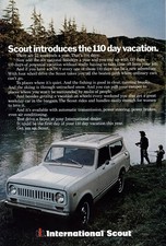 1973 International Scout: Introduces the 110 Day Vacation Vintage Print Ad