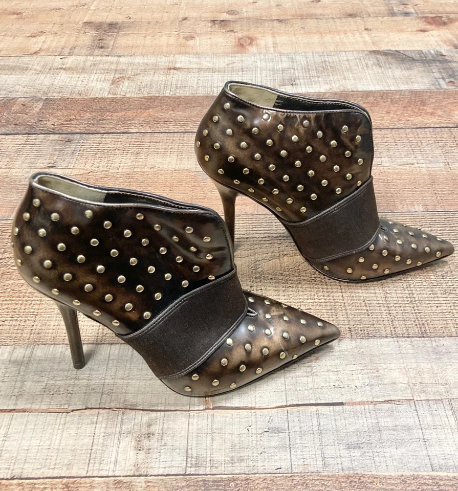 Botines para mujer Marciano con tachuelas marrón dorado talla 7 botines vanguardistas caprichosos  Foto 4 de 4