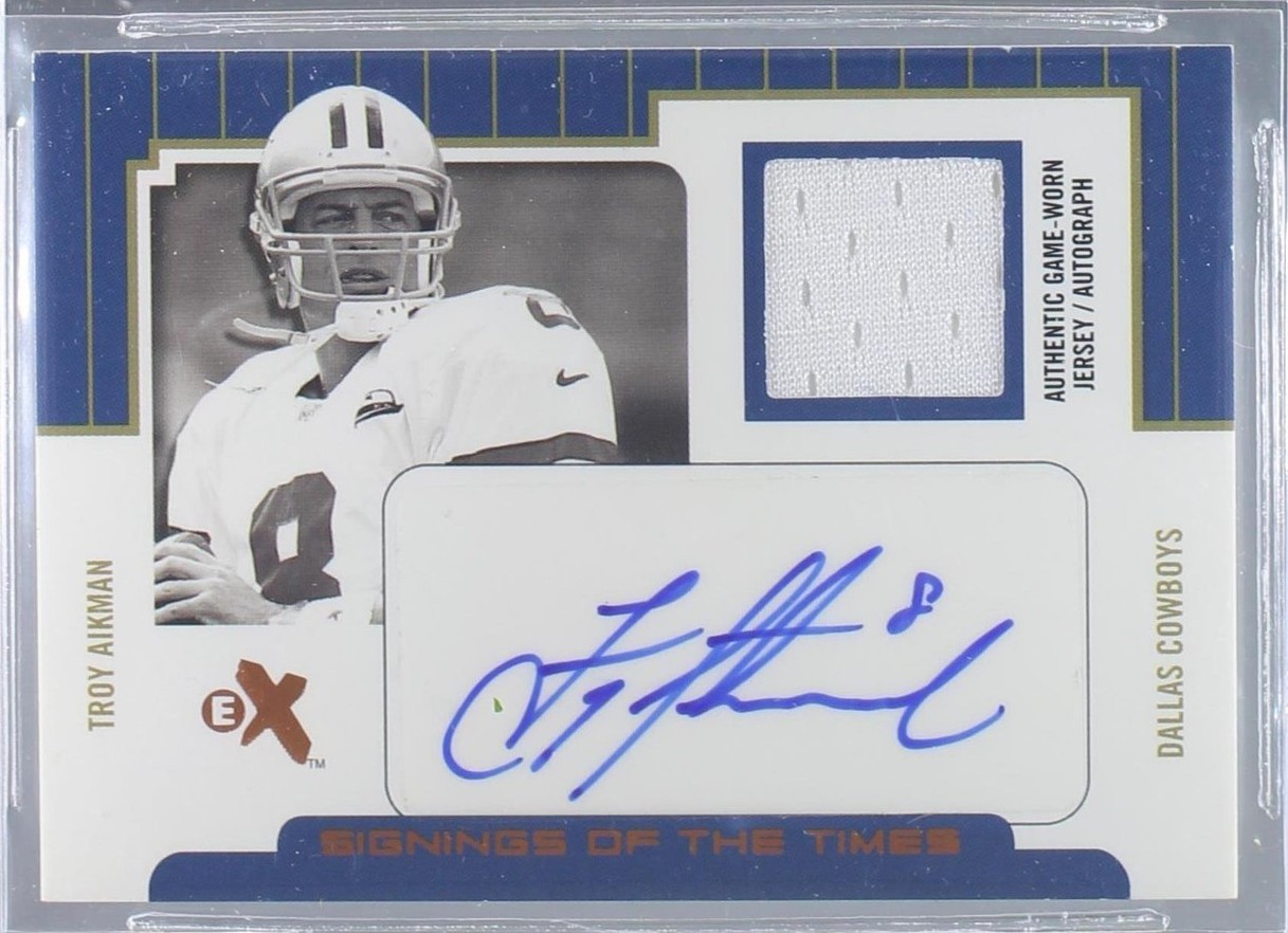 2004 FLEER EX オーセンティックオートグラフカード 2004 Fleer E-X - Signings of the Times Troy Aikman #STAJ/TA