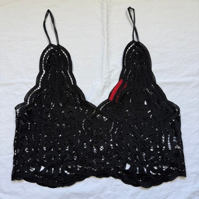 Akira Chicago Lace Cami Tank Cropped Size M/L Black Spaghetti Straps EUC