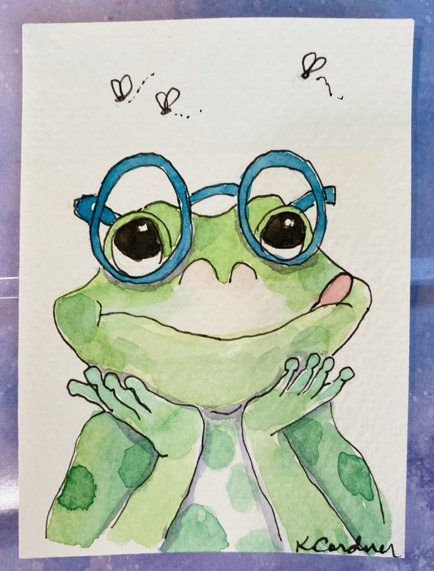 ACEO Original, Frog, Froggy’s Lunch, Kimberly Cordner