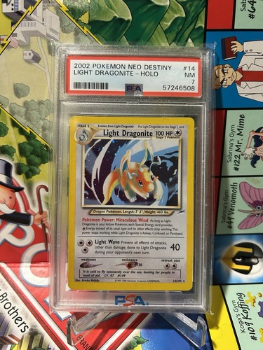 2002 POKEMON NEO DESTINY LIGHT DRAGONITE #14/105 HOLO RARE PSA 7