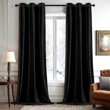 Velvet Curtains 96 Inches Longout Thermal 42"W x 96"L Pack of 2 Black