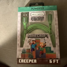 Minecraft USB-A to Lightning Creeper 6ft Fast Charge cable NIB MFi Certified