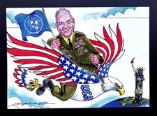 1991 Postcard General Norman Schwartzkopf On Eagle Limited Edition UN Flag