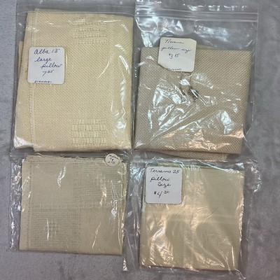 Aida Cloth Pillow Cloth Lot Of 4 Different Designs Sizes Lrg Med 21in 16in 10in