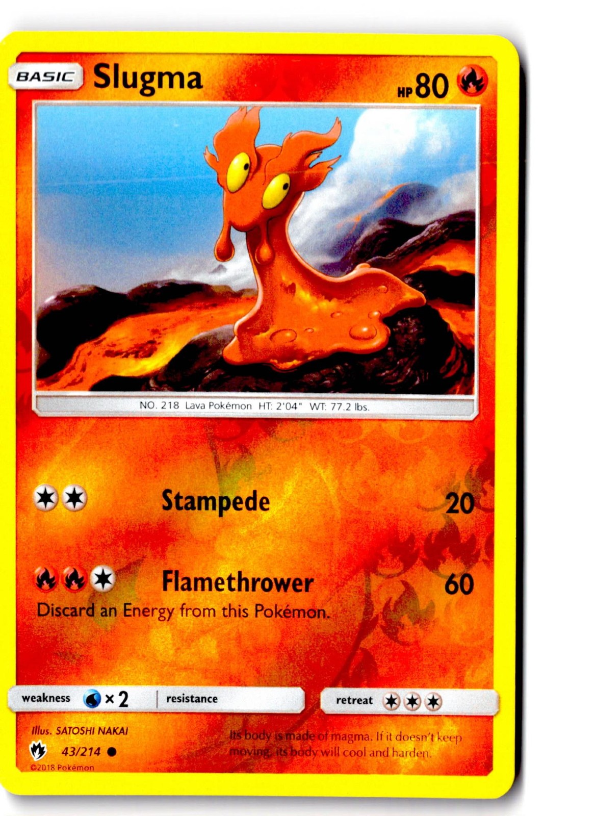 Slugma 43/214 Common Lost Thunder Pokemon Reverse Holo Lightly Played