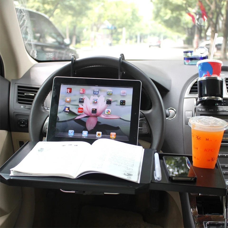 Car Steering Wheel Tray Desk Portable Back Seat Headrest Tray With Drawer UQYS - Image 2 of 4