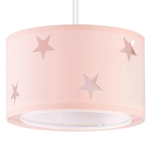 Two-Tier Cut-Out Star Lampshade Pink & White 25cm Modern for Ceiling & Pendant