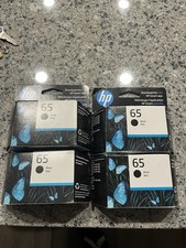 Lot Of 4 HP 65 Black Ink Cartridges, New Sealed 2027 Exp Date