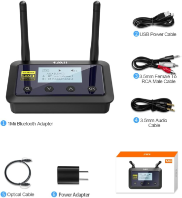 Émetteur Bluetooth 5.2 Pour TV - Double Connexion Casque, AptX Adaptive, Faible Latence, Compatible Optique/AUX/RCA