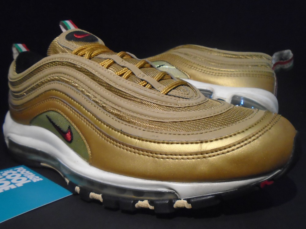 Nike Air Max 97 Italy Metallic Gold Silver Off-White Red 10