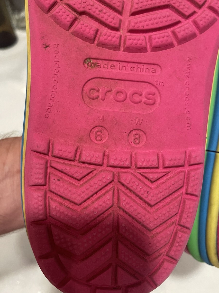 Crocs Ciabatta Paradise Pink Rainbow Band Retired Clogs Mens 13 SlipOn Pride Crocs Ciabatta Paradise Pink Rainbow Band Retired S-M6/W8  main image 3
