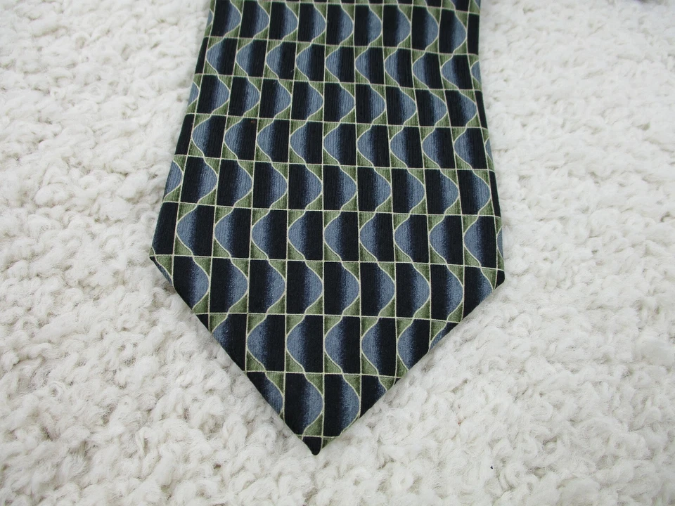 Corbata Louis Roth 100 % seda azul verde abstracta elegante hecha a mano para hombre H12 Foto 2 de 4