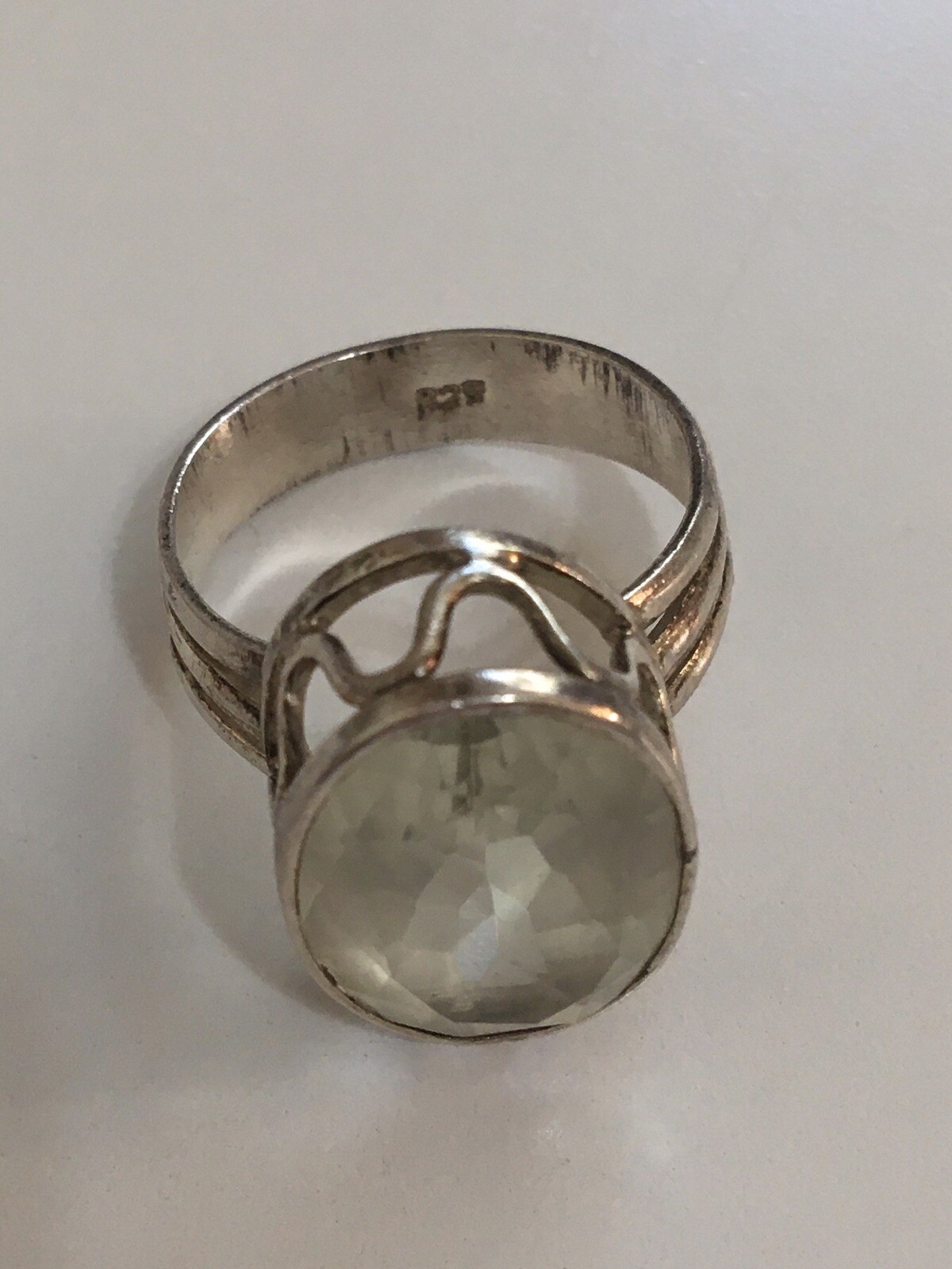 Vintage 925 Solid Sterling Silver Large Aquamarin… - image 1