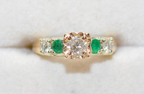 Natürlicher Diamant & Smaragd Ring 14K massiv Gold 0,64tcw Verlobungsring Mai grün - Bild 5 von 16