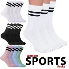 Ladies Casual Ribbed Sports Socks Crew Everyday 3, 6,12 Pairs Work Socks 4-7