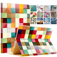 iPad 9.7 10.2 Pro 9.7 10.5 11 Mini 7.9 1st 2nd 3rd Printed Folio Case Color Grid