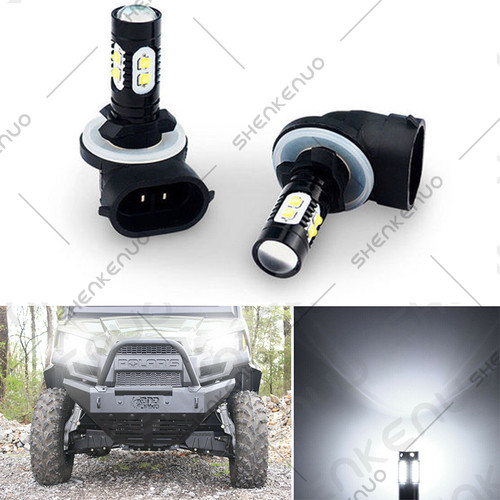 For Polaris Ranger 400 500 570 Xenon White 881 LED Headlight High/Low Beam Bulbs
