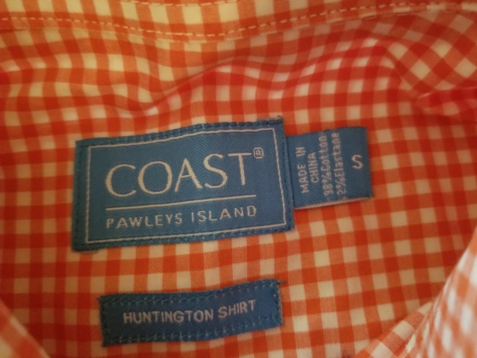Mens Coast Dress Shirt S Small Orange Button Cotton - Image 3 of 4