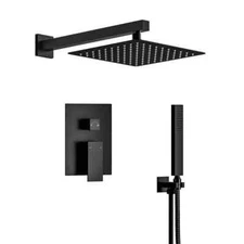 CRANACH 1-Spray Wall-Mounted Dual Shower Heads w/Handheld in Matte Black w/Valve