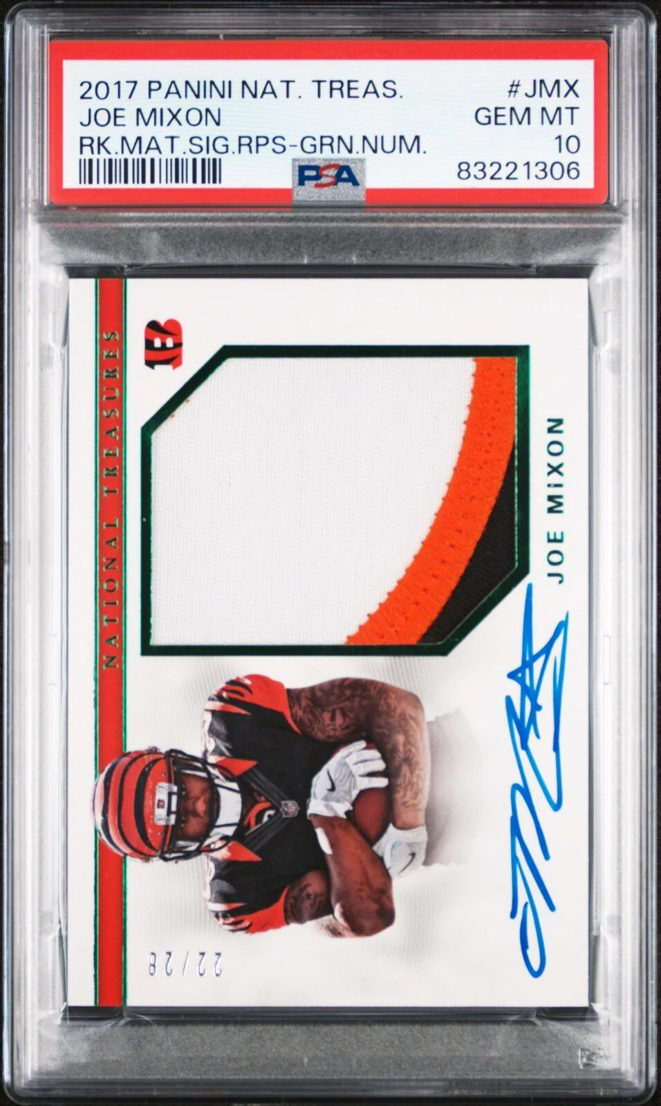 Joe Mixon Panini National Treasures Rookie Material Signatures Rps #JMX Green Number