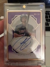 2020 Topps Definitive Francisco Lindor Gold Framed Purple 8/10 Auto 