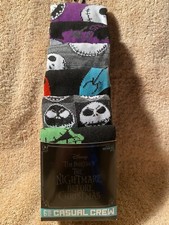 The NIGHTMARE Before CHRISTMAS movie Men  s NEW 6 Pair CREW SOCKS SIZE 8-12 L K