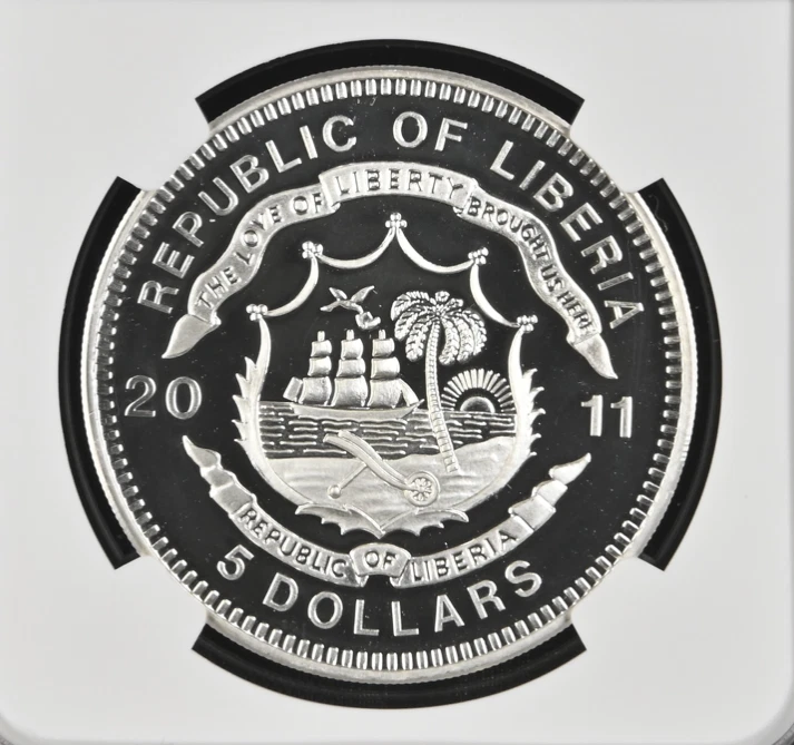5 DOLLARS 2011 LIBERIA HISTORY OF RAILROADS SHINKANSEN 500 SILVER PROOF NGC PF70 - Image 4 of 4