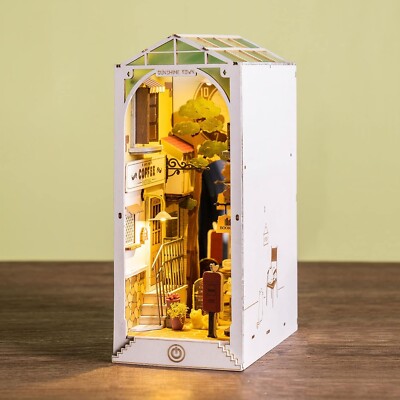 ROBOTIME DIY BOOK NOOK 3D Holzpuzzle Kreative Bücherregal Einsatz Dekor mit LED