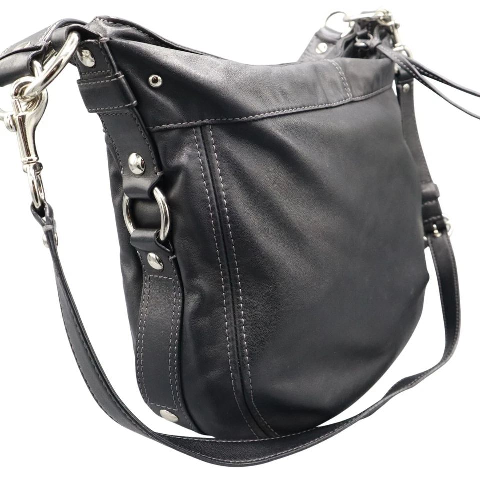 Coach Leather Shoulder Bag Black Classic Timeless Slouchy Minimalist Boho Casual - Image 2 of 4