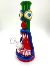 10" 3D Glass Bongs Smoking Glass Water Pipe with 14mm catcher