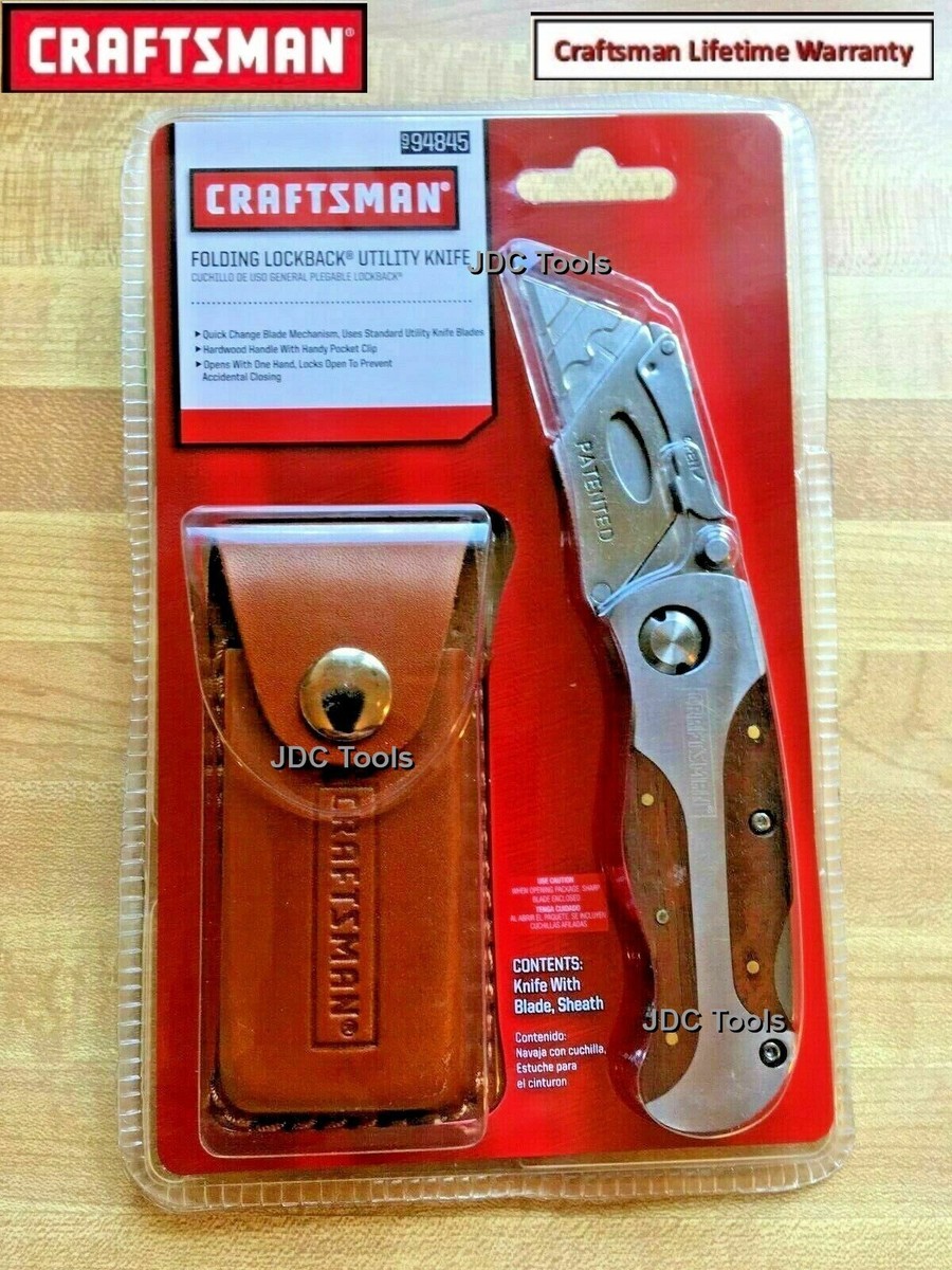 CRAFTSMAN 94845 FOLDING LOCKBACK UTILITY KNIFE WITH LEATHER SHEATH
