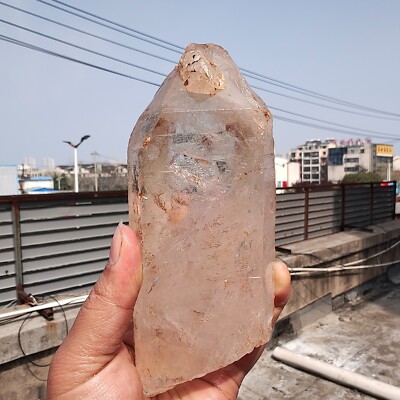 680g Bright LEMURIAN Healer Quartz Crystal RECORD KEEPER Dazzling B099