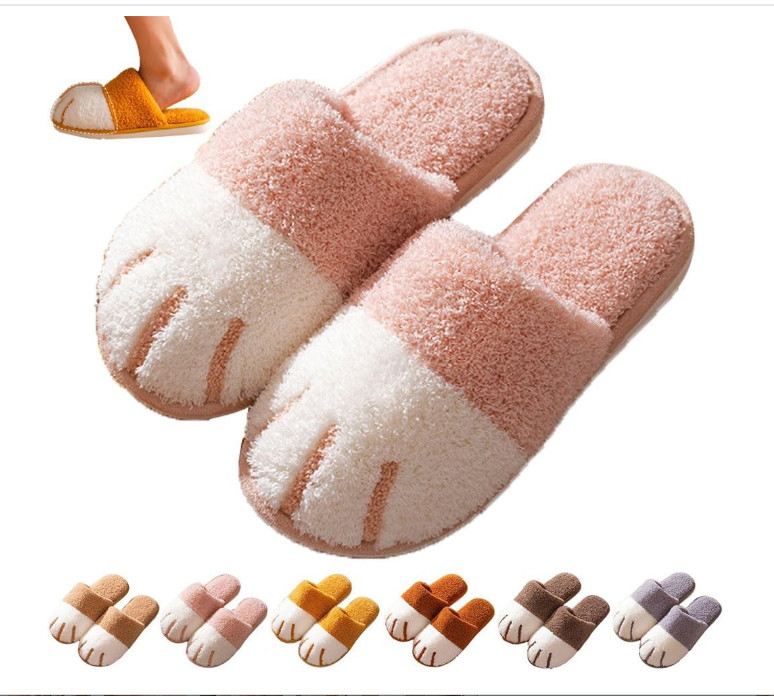 PANTOFOLA D’ORO Pantofole Piedi di Gatto Pantofole Zampa di Gatto per Donna Carino Casa Animali Pantofole