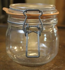 Vintage Le Parfait 0.5 Liter Glass Canning Jar with Locking Wire Lid & Seal 4.5"