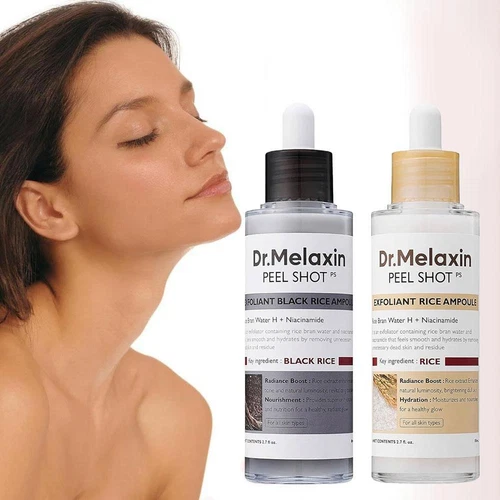Dr.Melaxin PEEL SHOT GLOW EXFOLIANT RICE AMPOULE (WHITE RICE/BLACK RICE) - Picture 2 of 14