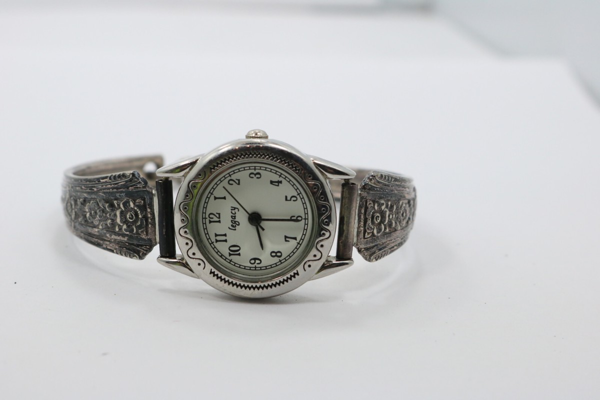 Ladies Legacy White Dial Silver Stainless Steel Floral 