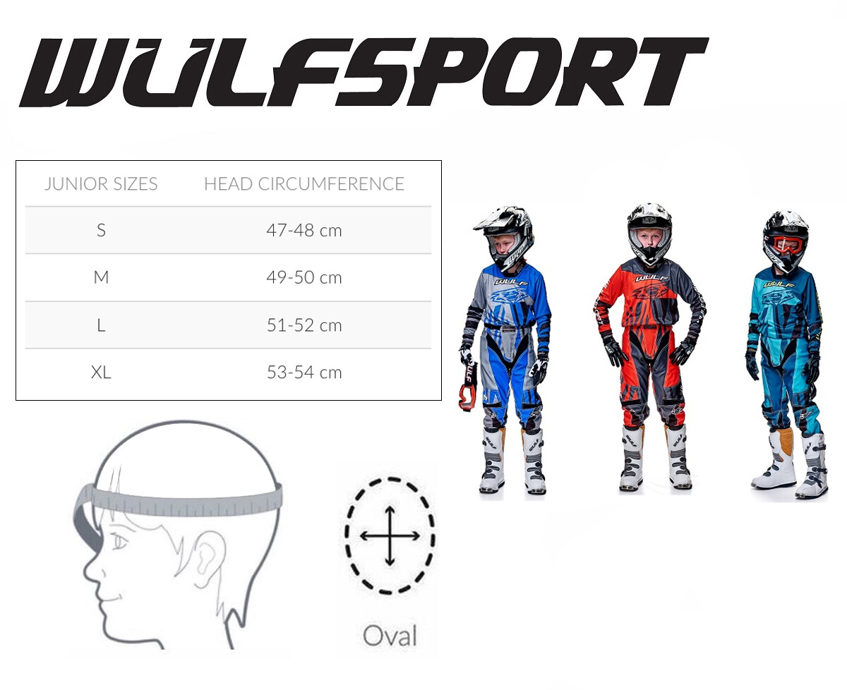 Helmet Size Guide Kids Wulfsport Cub Iconic Off Road Kids