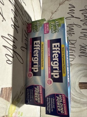 Effergrip Denture Adhesive Cream Extra Strong Holding Power MINTY FRESH 2.5Oz X6
