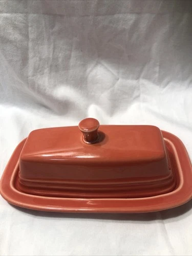 Fiesta Fiestaware Poppy Orange Covered Butter Dish with Lid NICE